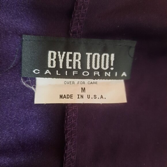 Vintage 90s Y2K Byer Too! Slip Dress Size M Floral Mesh Asymmetric Hem Burgundy - Picture 6 of 7